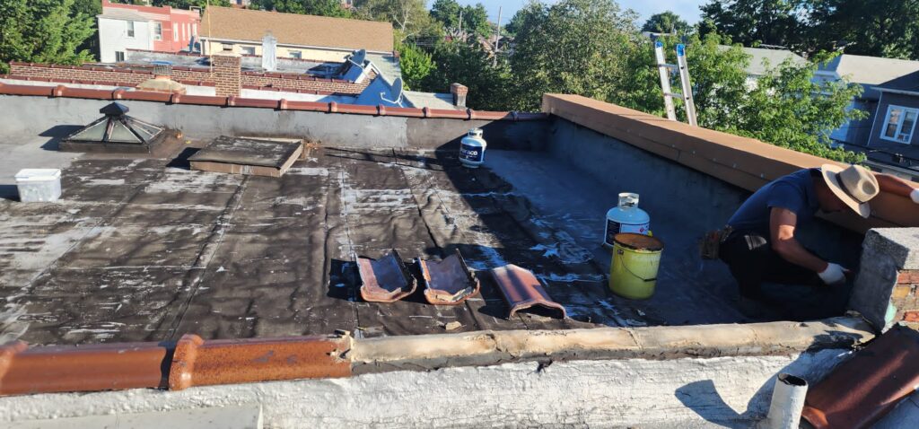 Existing Flat Roof Repair and Membrane Rubber Installation Project Shot 1