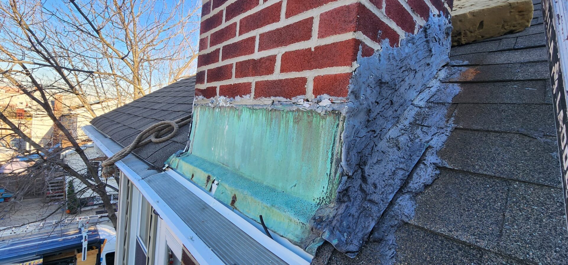 New Chimney Flashing Copper Installation the Bronx Project Shot 1
