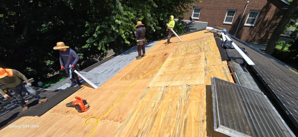 New Plywood on Shingle Flat Roof and Siding Installation Project Shot 4