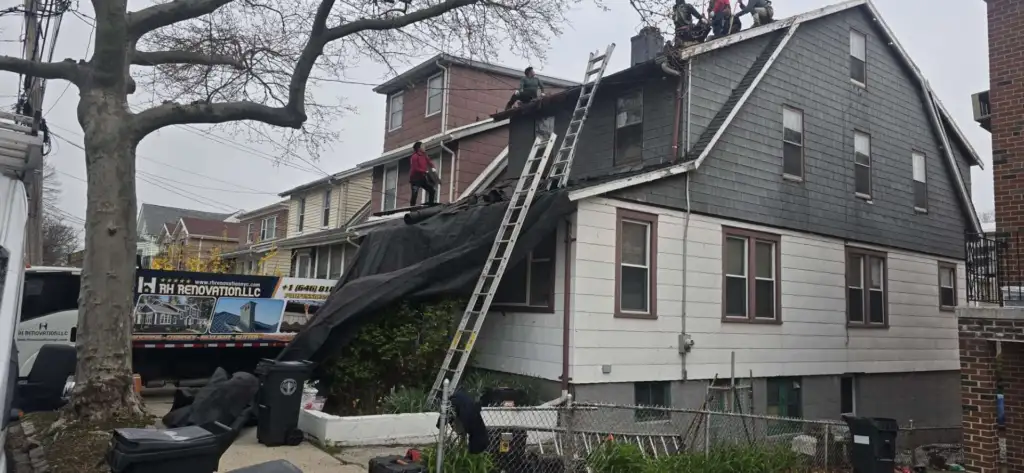 Shingle Roof, Gutter, Plywood and Chimney Installation in Bronx Project Shot 1