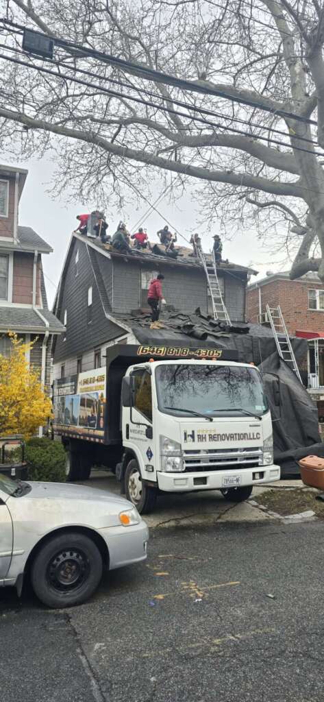 Shingle Roof, Gutter, Plywood and Chimney Installation in Bronx Project Shot 2