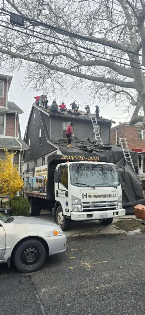 Shingle Roof, Gutter, Plywood and Chimney Installation in Bronx Project Shot 2