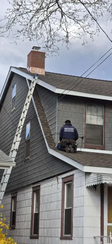Shingle Roof, Gutter, Plywood and Chimney Installation in Bronx Project Shot 4
