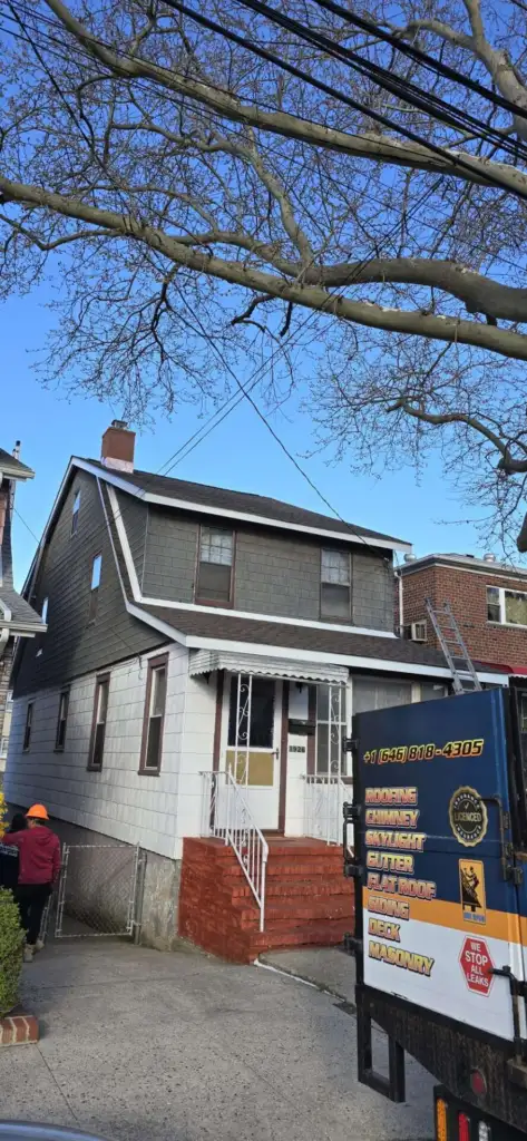 Shingle Roof, Gutter, Plywood and Chimney Installation in Bronx Project Shot 5